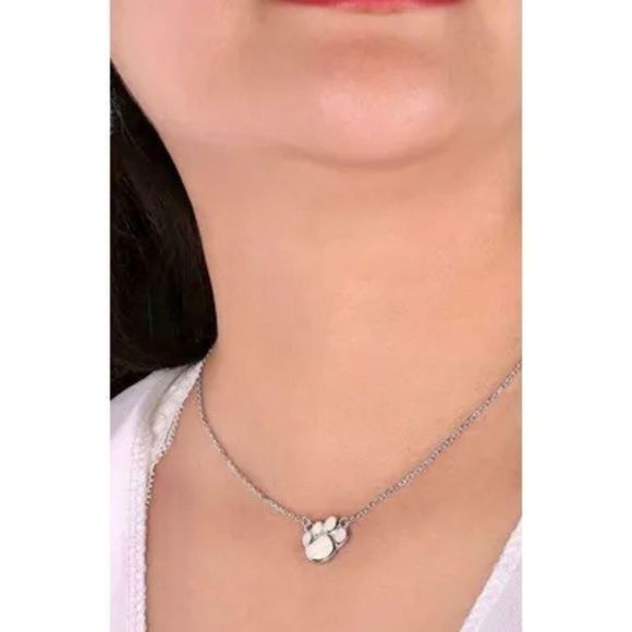 PINK OPAL ON SILVER PAW NECKLACE - Picture 2 of 7